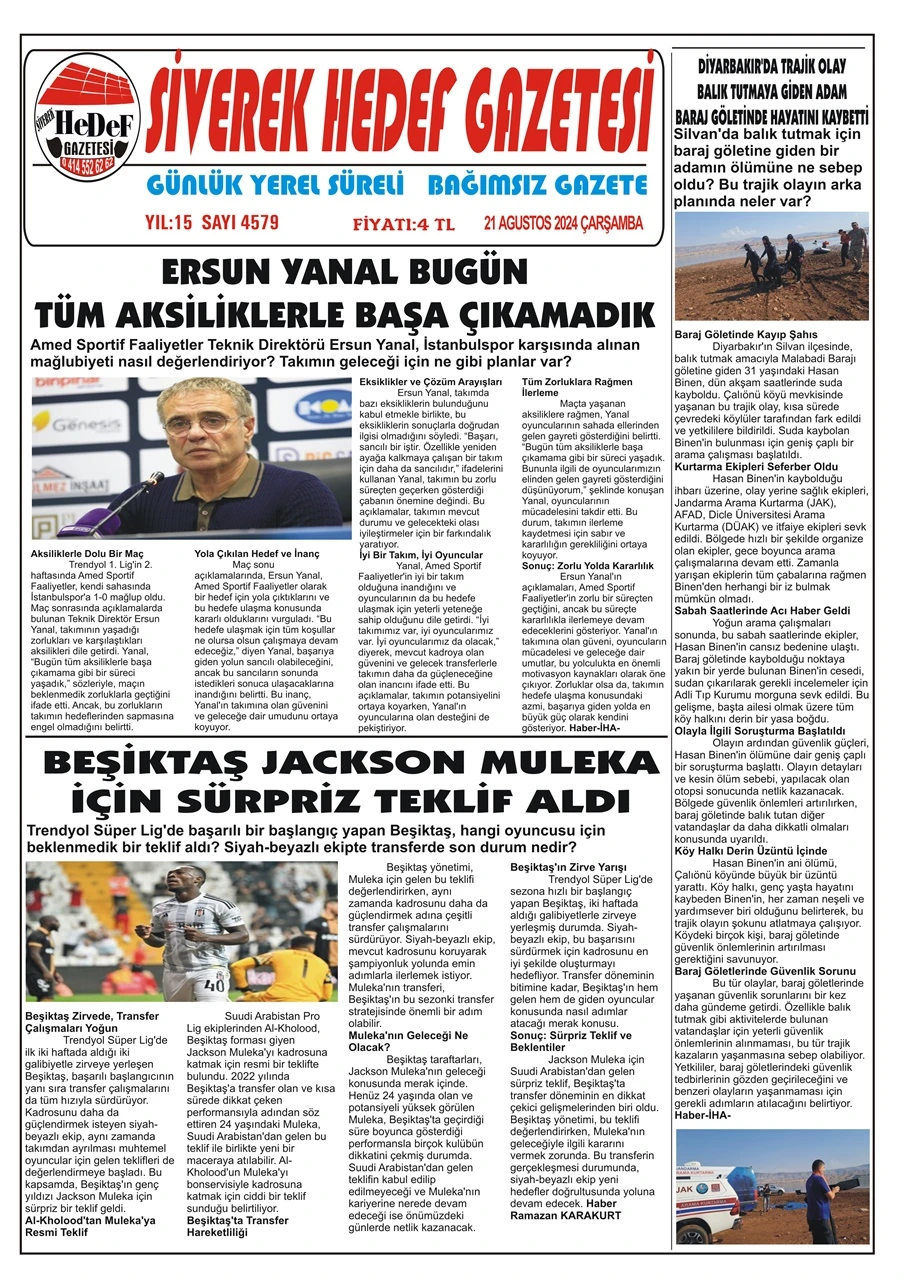 21.08.2024 Tarihli Gazetemiz