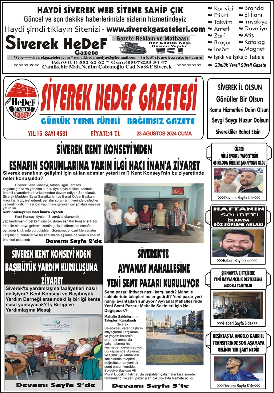 23.08.2024 Tarihli Gazetemiz