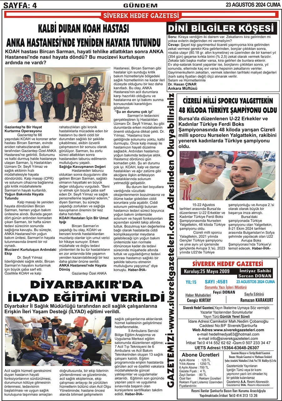 23.08.2024 Tarihli Gazetemiz