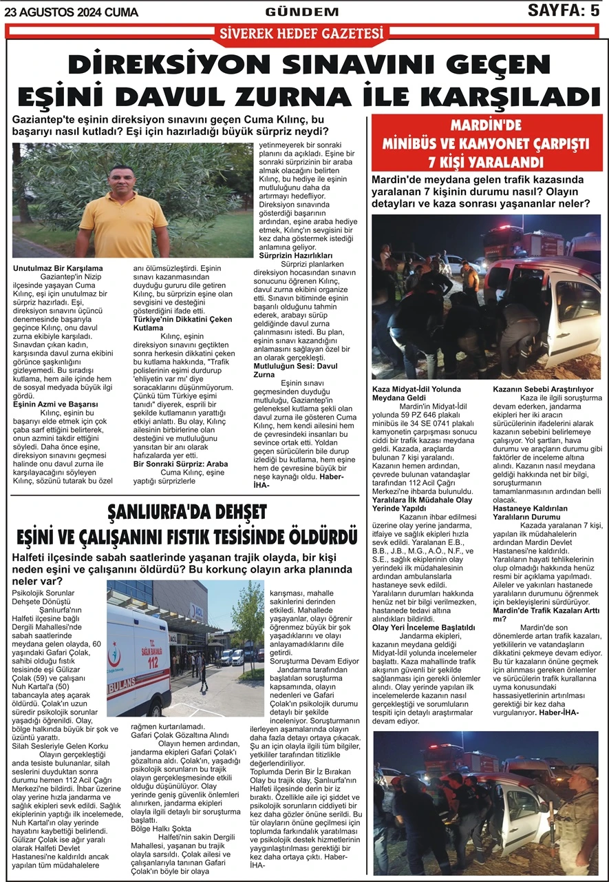 23.08.2024 Tarihli Gazetemiz