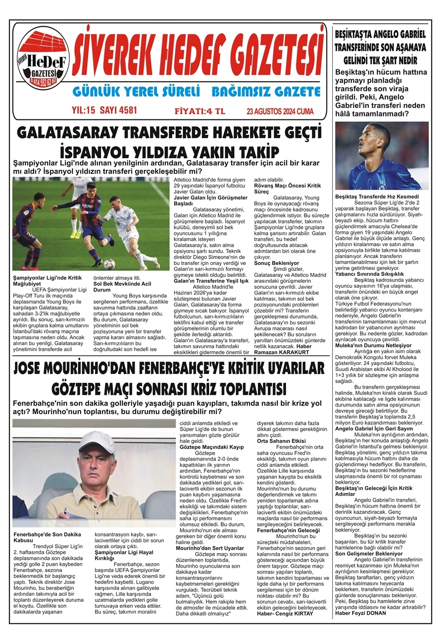 23.08.2024 Tarihli Gazetemiz