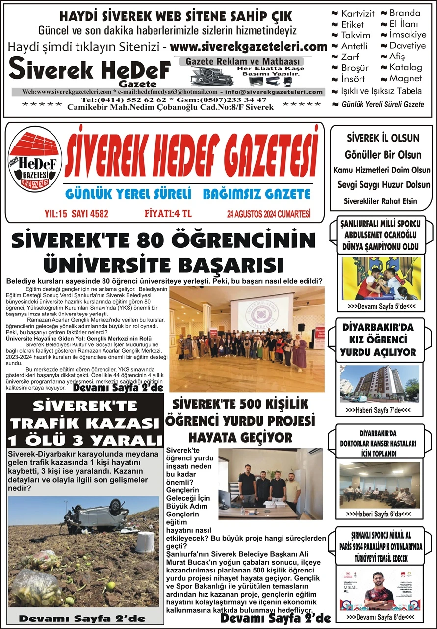 24.08.2024 Tarihli Gazetemiz