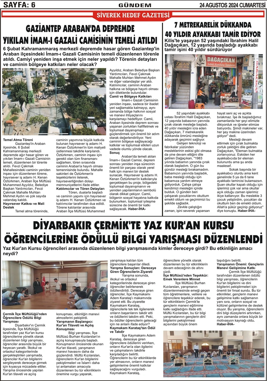 24.08.2024 Tarihli Gazetemiz