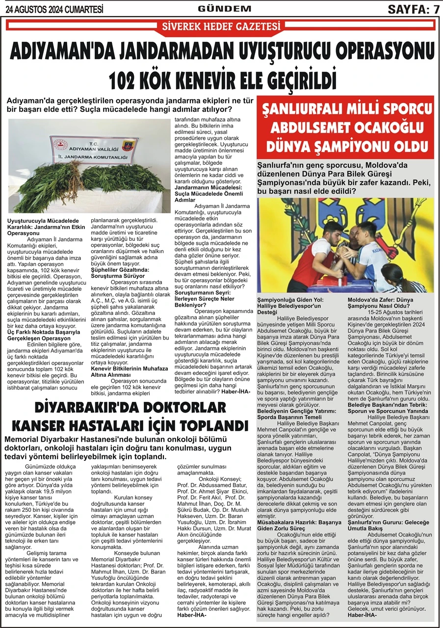 24.08.2024 Tarihli Gazetemiz