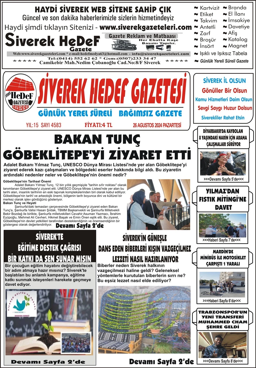 26.08.2024 Tarihli Gazetemiz