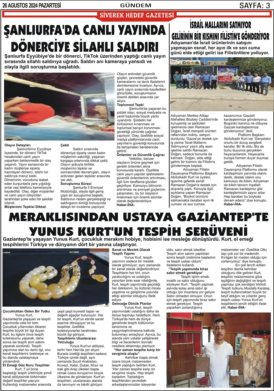 26.08.2024 Tarihli Gazetemiz