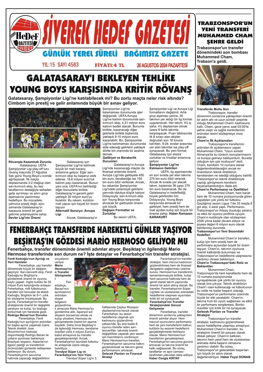 26.08.2024 Tarihli Gazetemiz