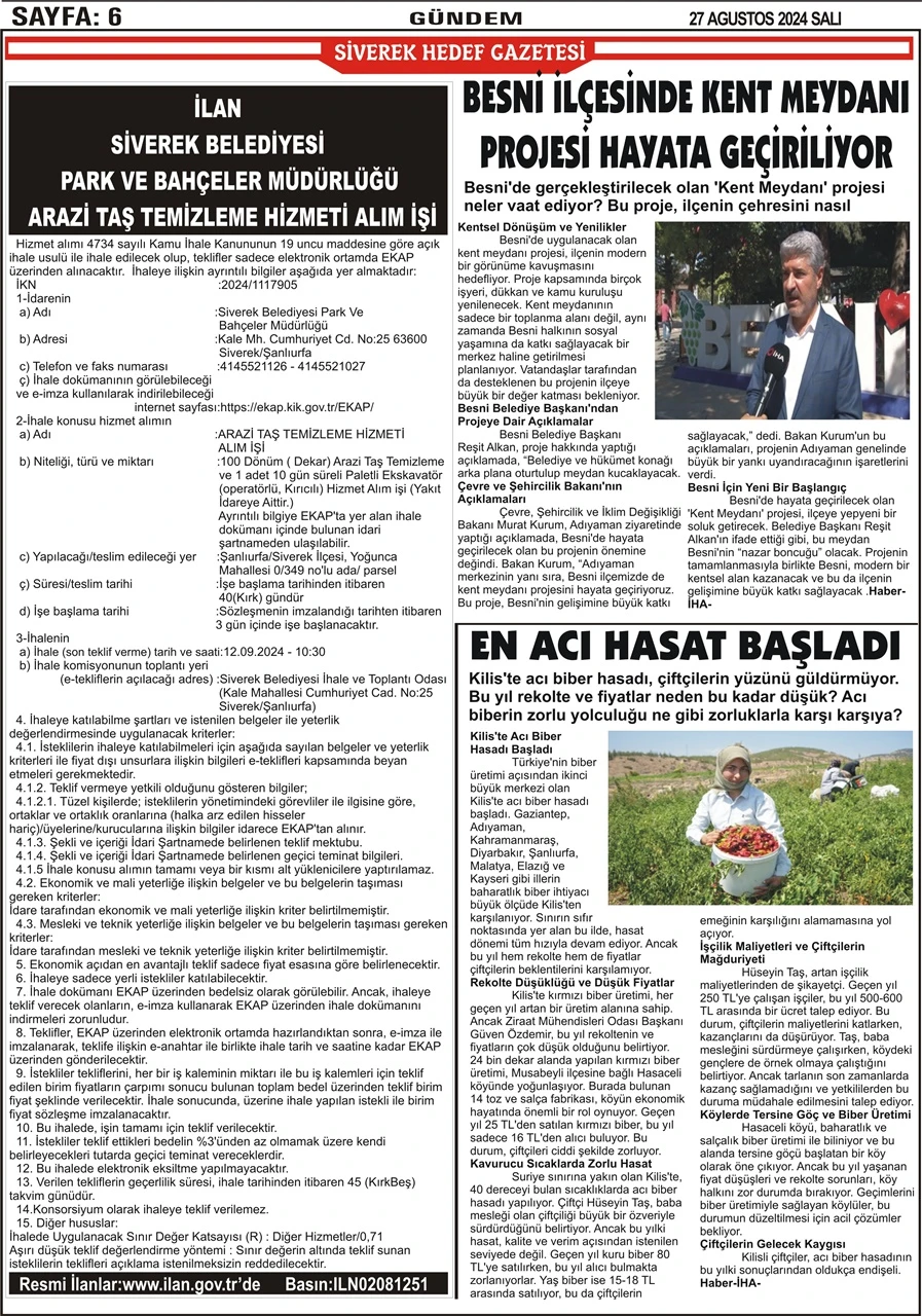 27.08.2024 Tarihli Gazetemiz