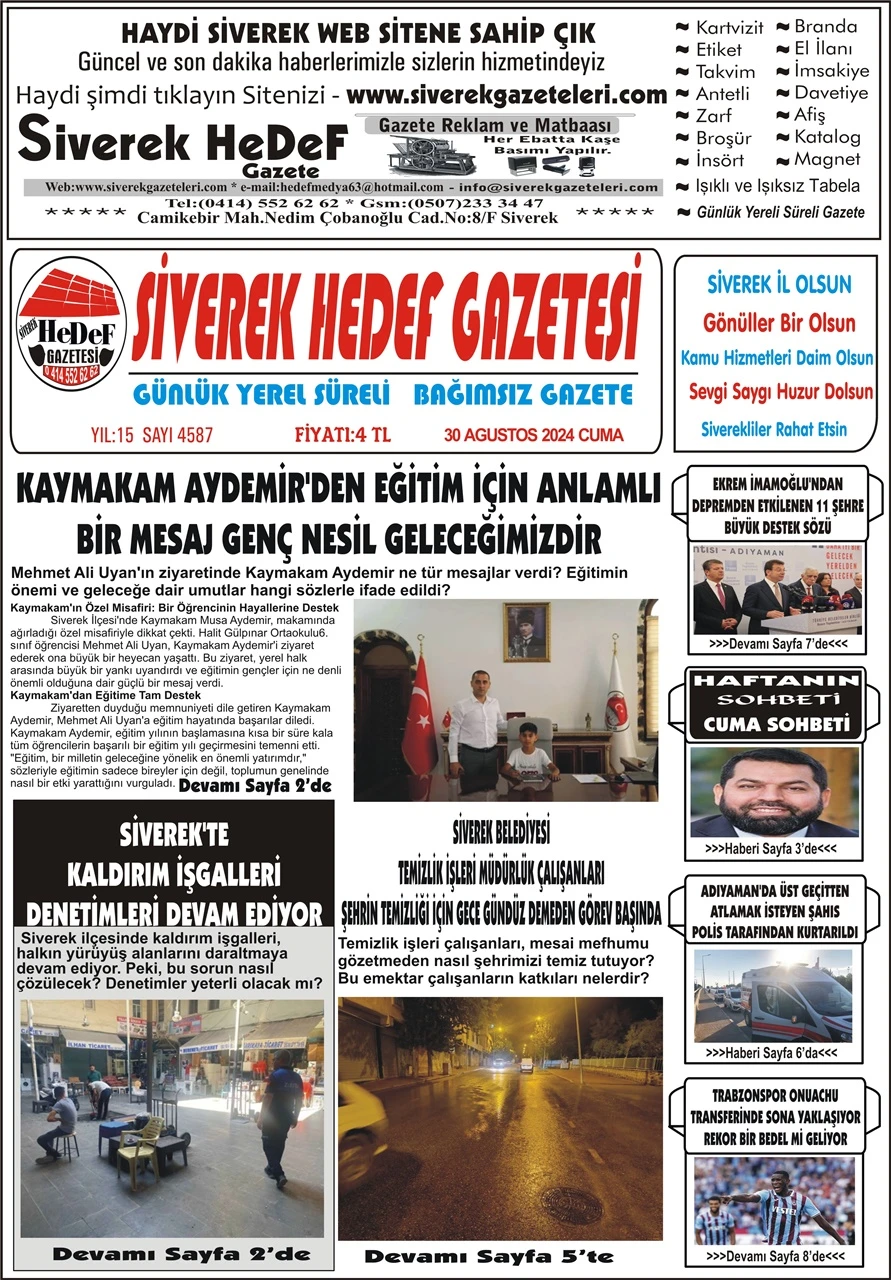 30.08.2024 Tarihli Gazetemiz