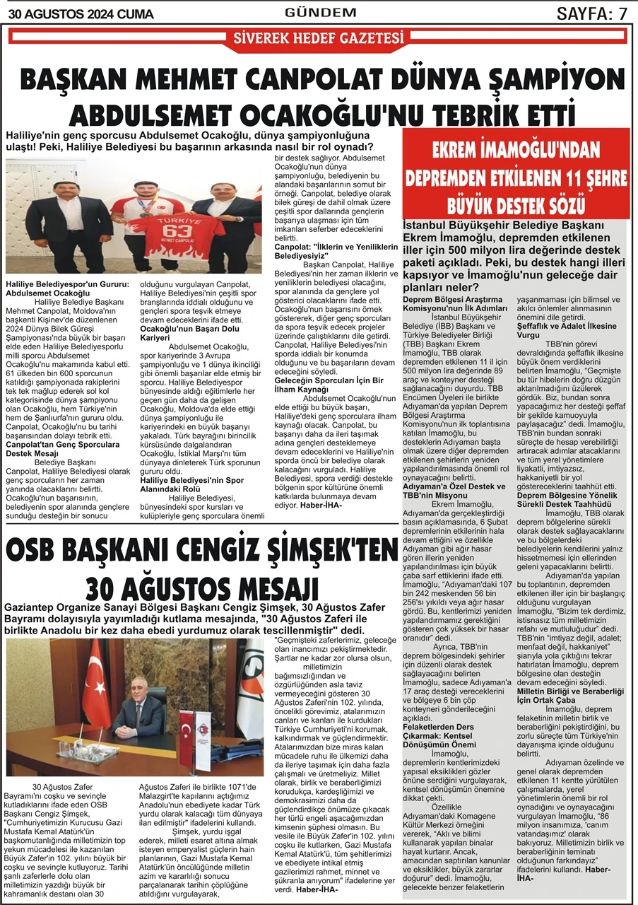 30.08.2024 Tarihli Gazetemiz