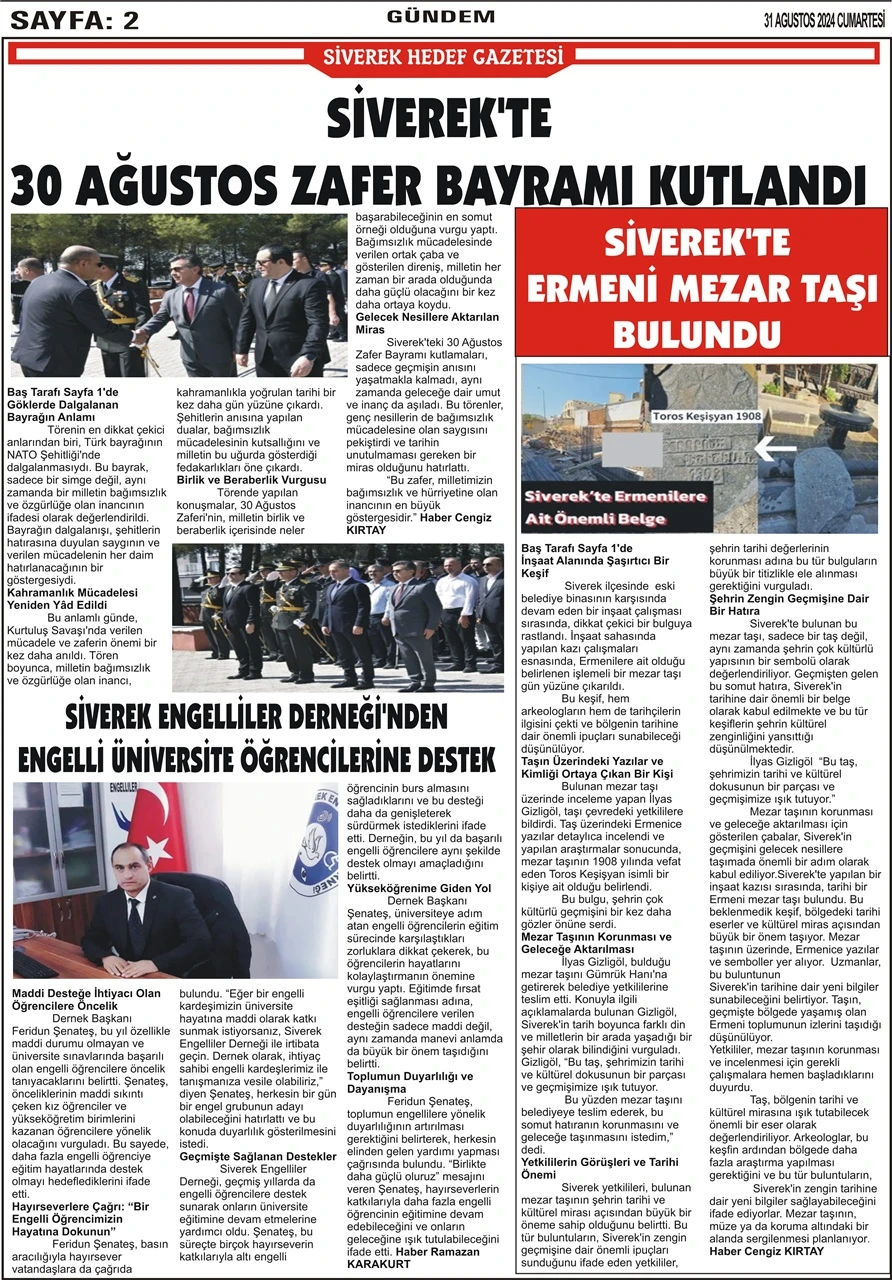 31.08.2024 Tarihli Gazetemiz