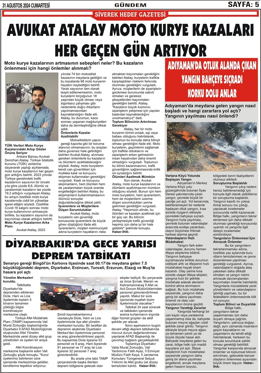 31.08.2024 Tarihli Gazetemiz