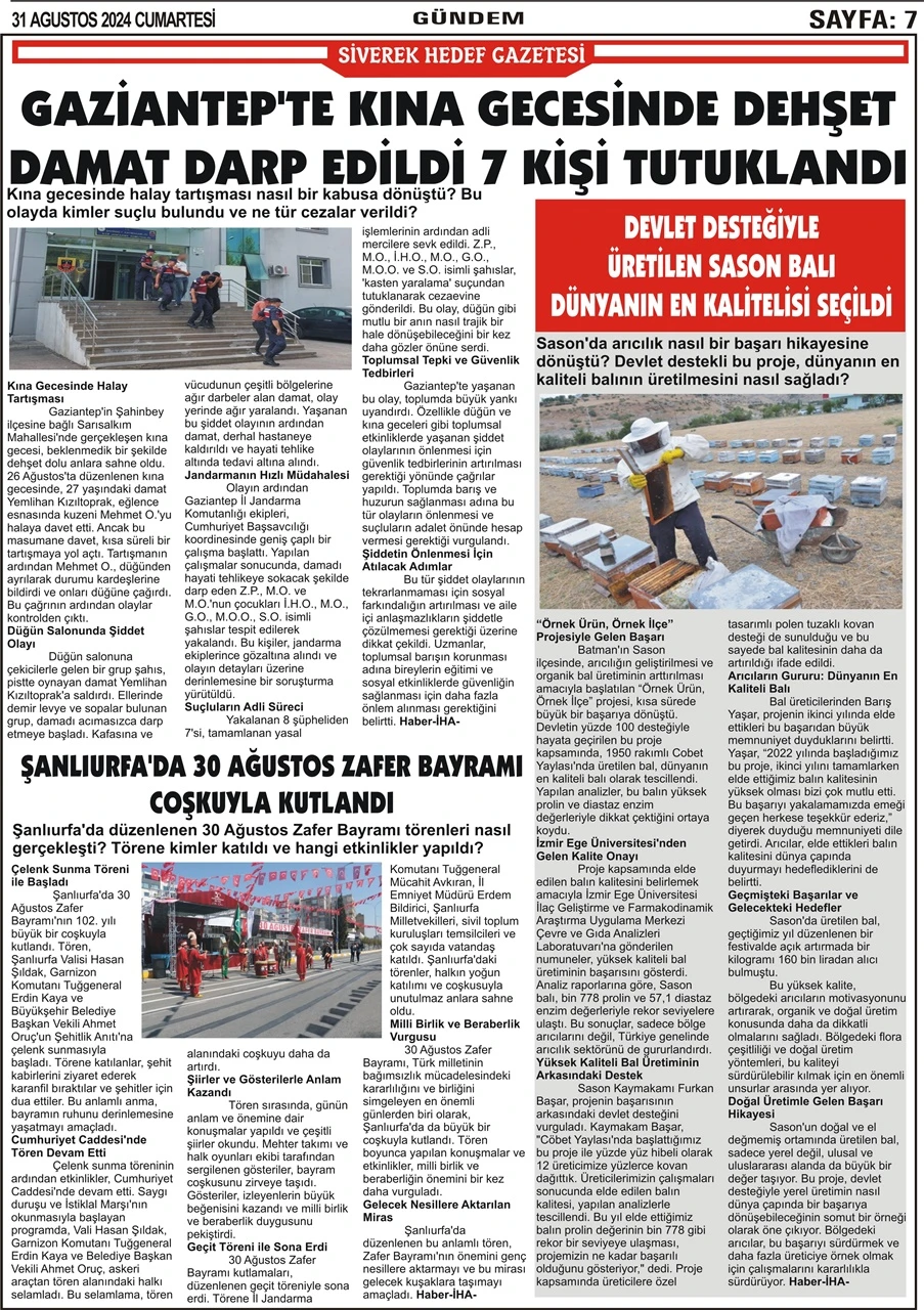 31.08.2024 Tarihli Gazetemiz