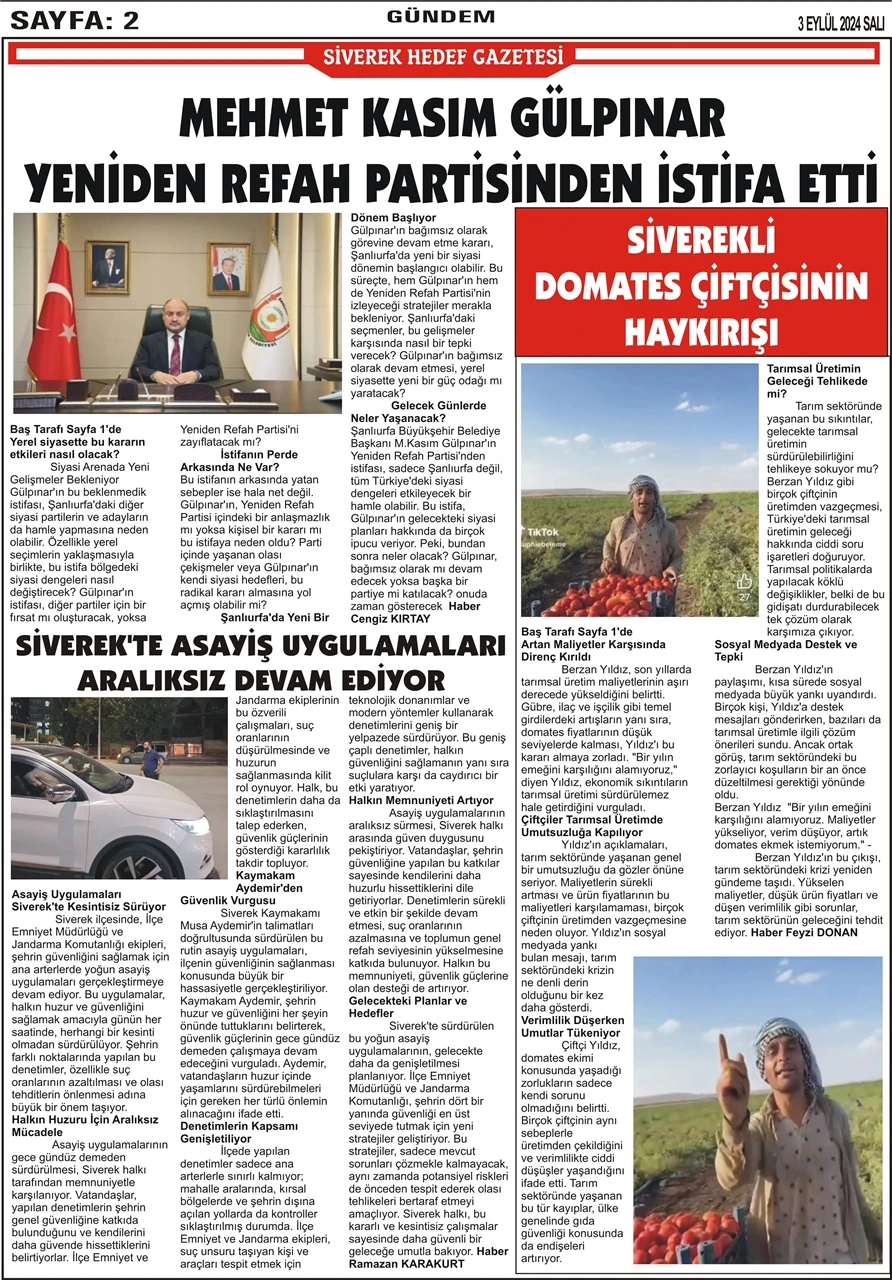 3.09.2024 Tarihli Gazetemiz