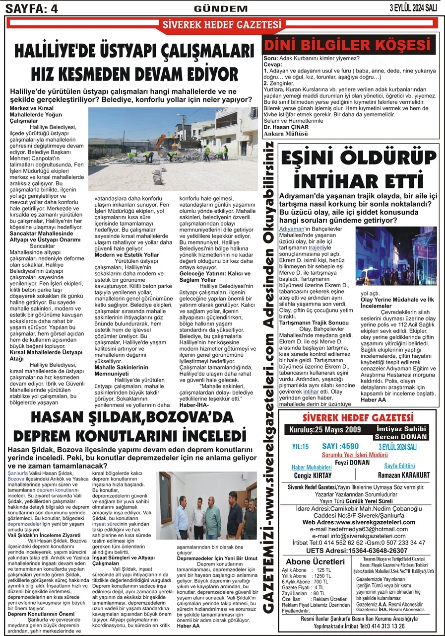 3.09.2024 Tarihli Gazetemiz