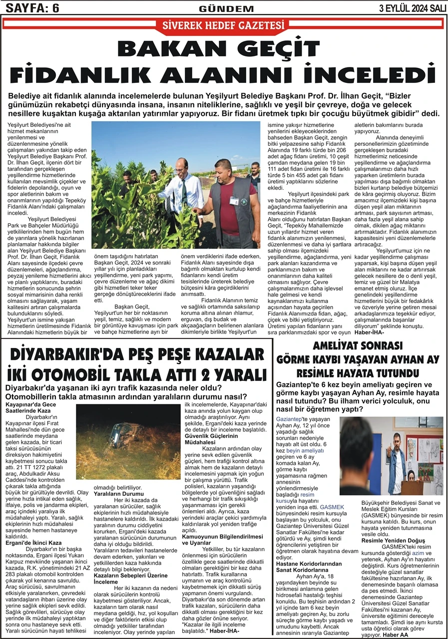 3.09.2024 Tarihli Gazetemiz