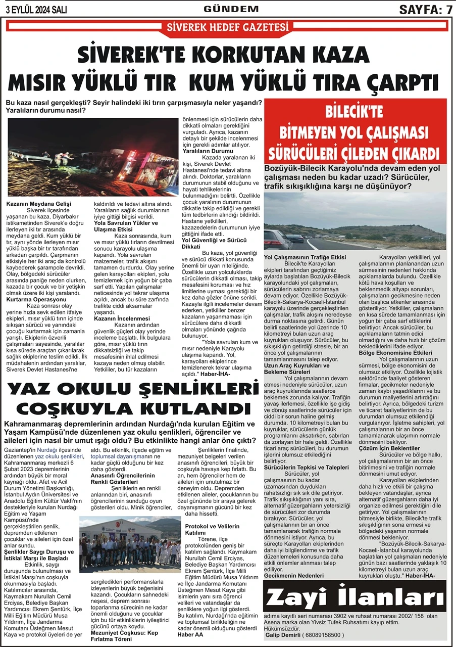 3.09.2024 Tarihli Gazetemiz