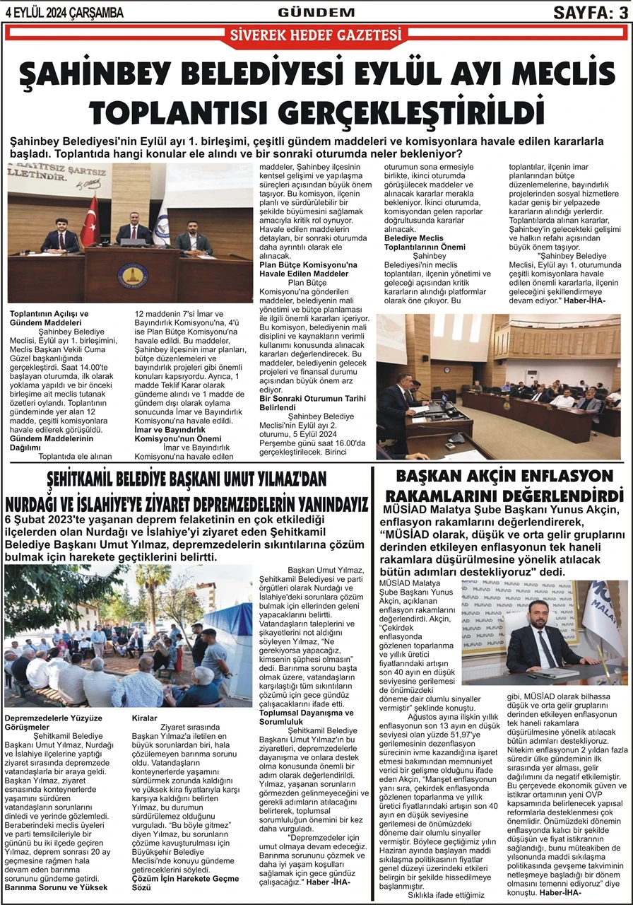 4.09.2024 Tarihli Gazetemiz