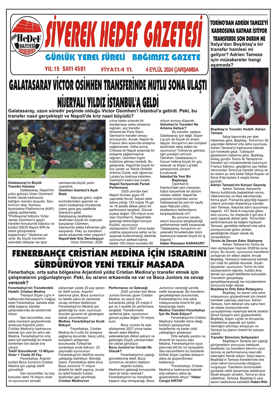 4.09.2024 Tarihli Gazetemiz