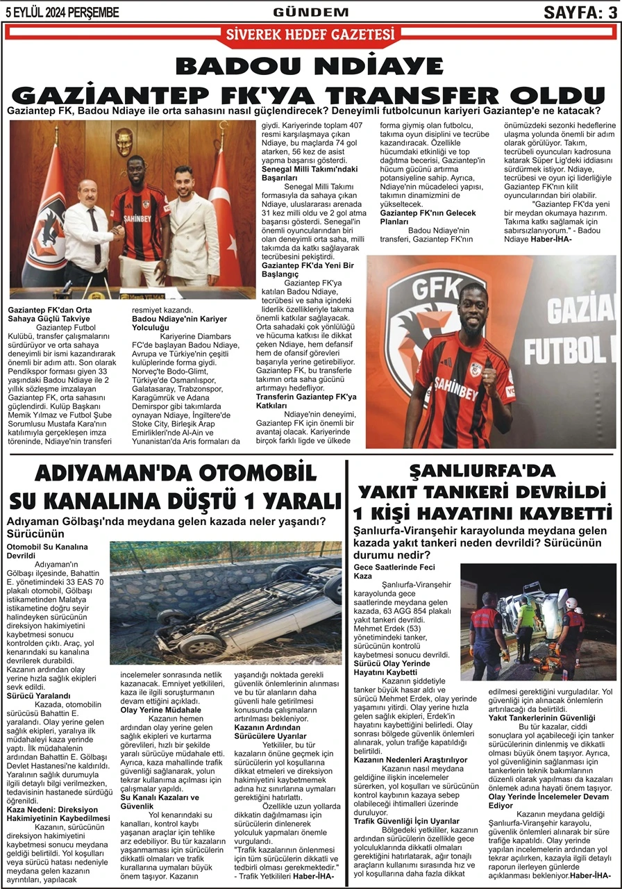 5.09.2024 Tarihli Gazetemiz