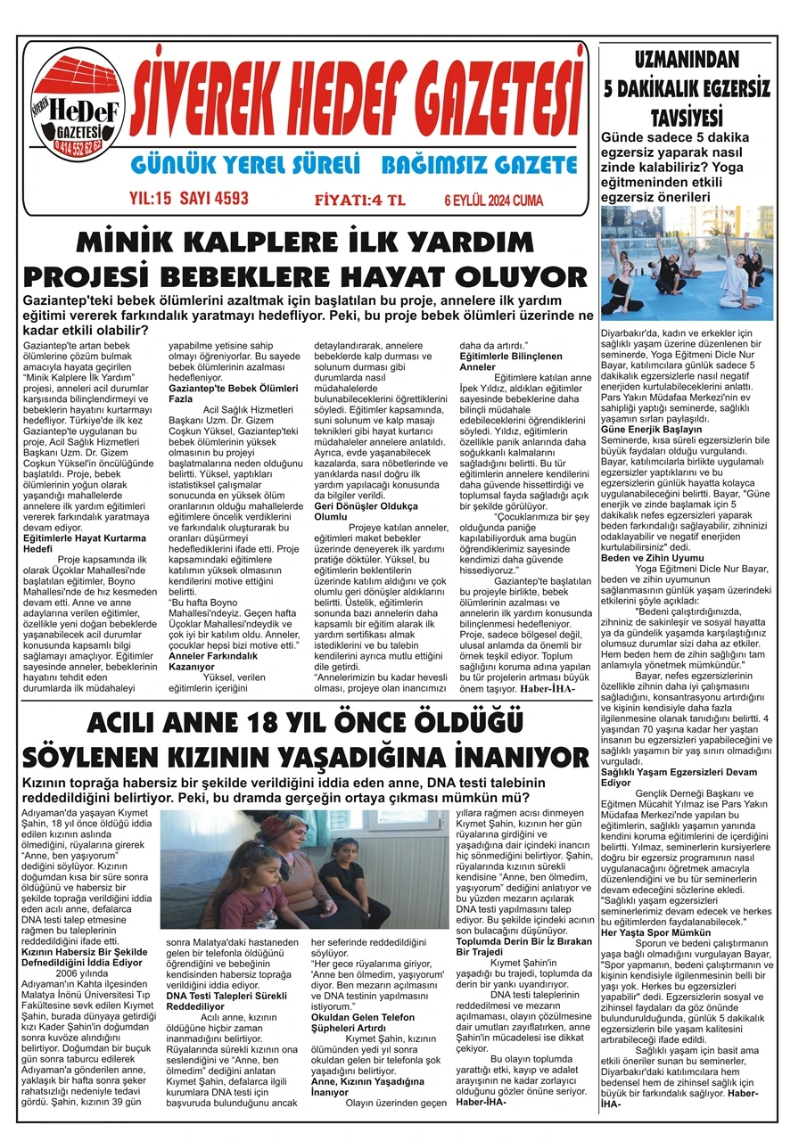 6.09.2024 Tarihli Gazetemiz