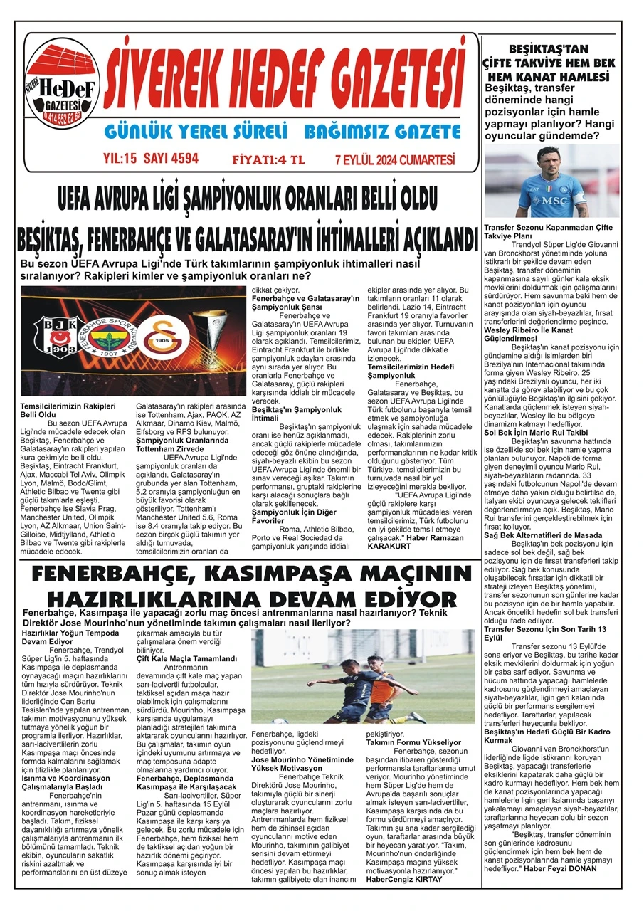 7.09.2024 Tarihli Gazetemiz