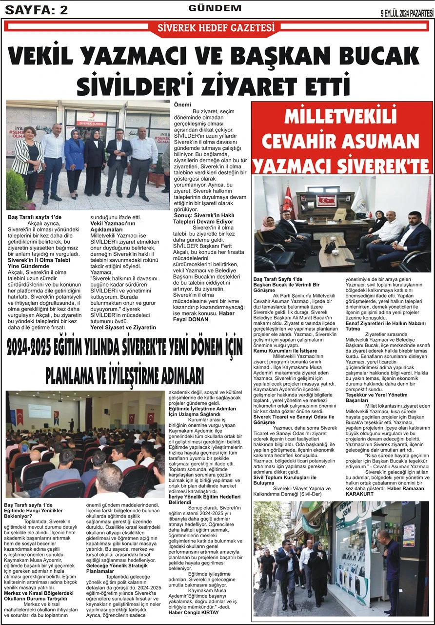 9.09.2024 Tarihli Gazetemiz