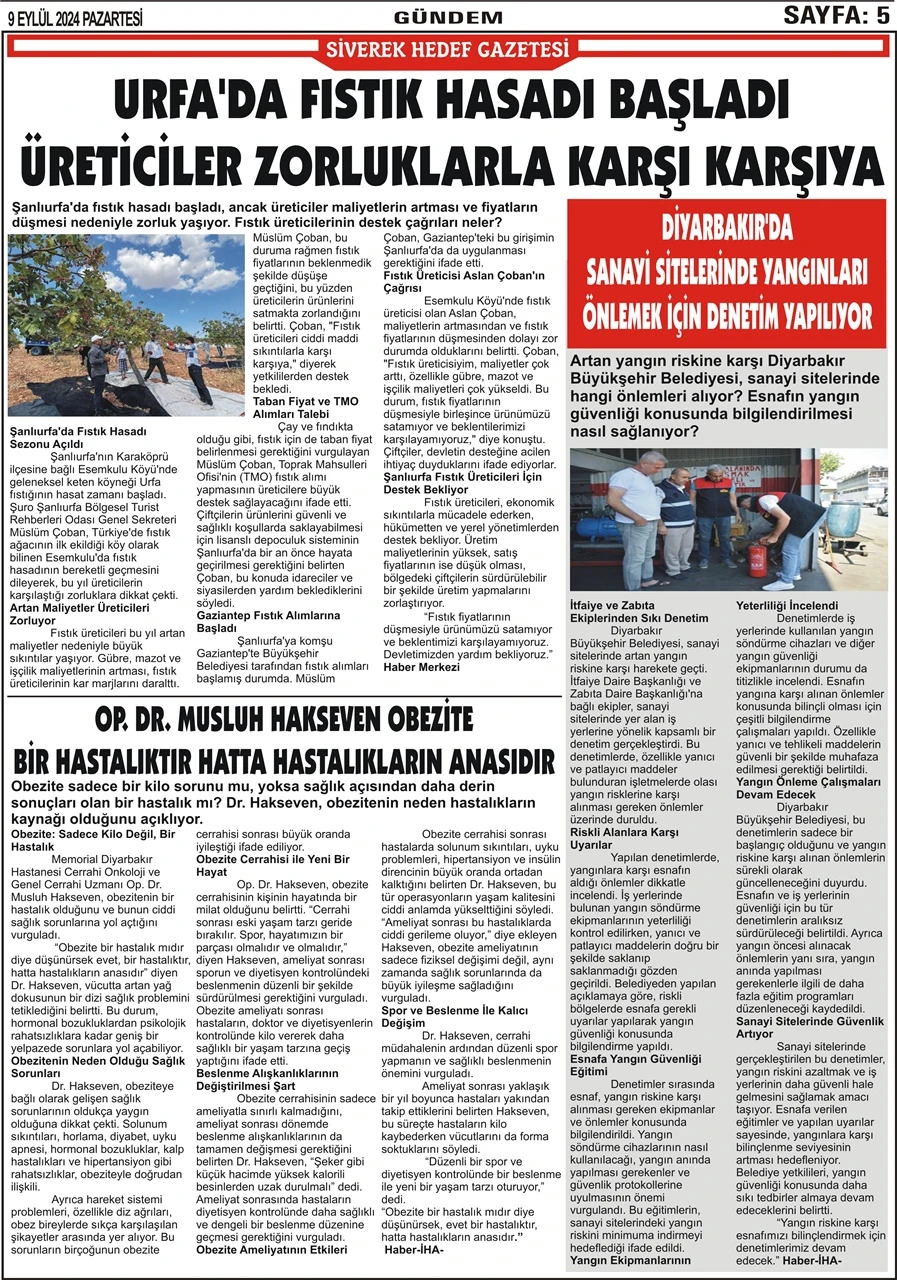 9.09.2024 Tarihli Gazetemiz