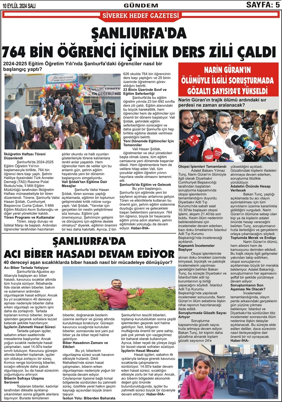 10.09.2024 Tarihli Gazetemiz