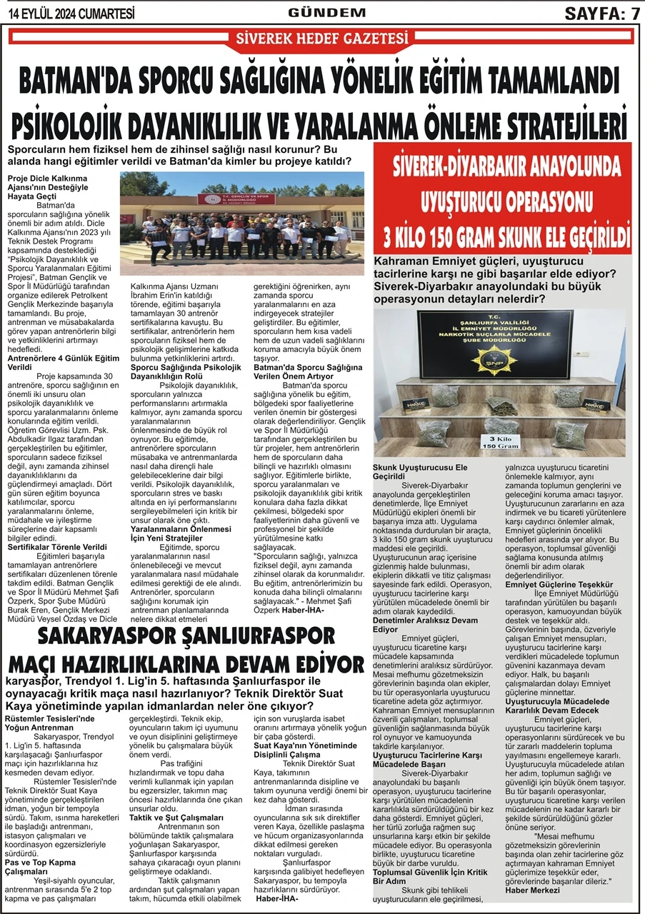 14.09.2024 Tarihli Gazetemiz