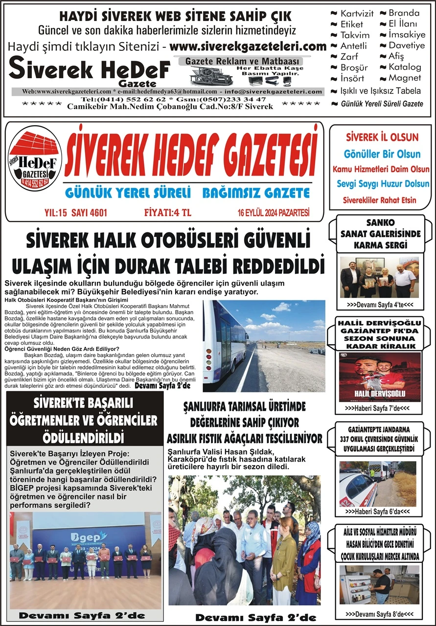 16.009.2024 Tarihli Gazetemiz