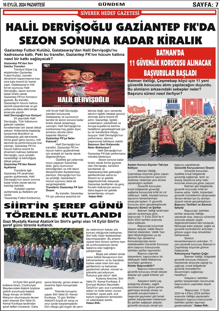 16.009.2024 Tarihli Gazetemiz