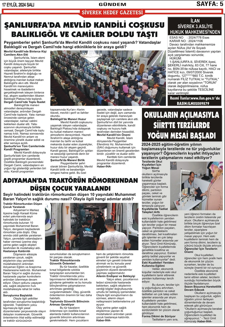 17.09.2024 Tarihli Gazetemiz