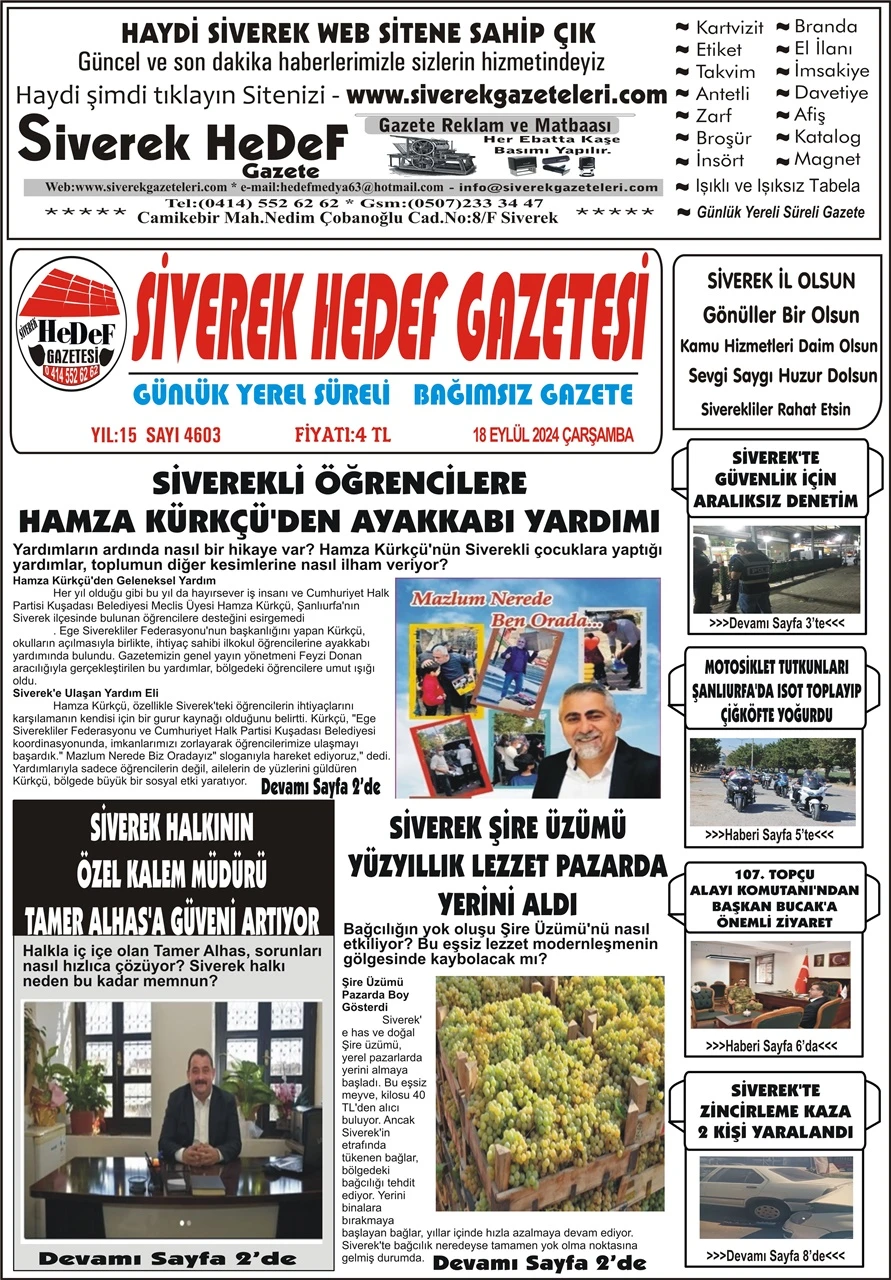 18.09.2024 Tarihli Gazetemiz