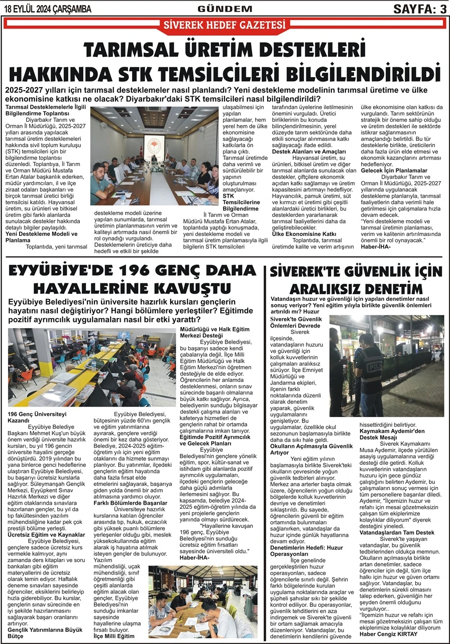 18.09.2024 Tarihli Gazetemiz