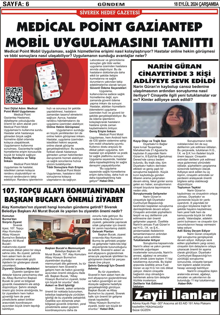 18.09.2024 Tarihli Gazetemiz