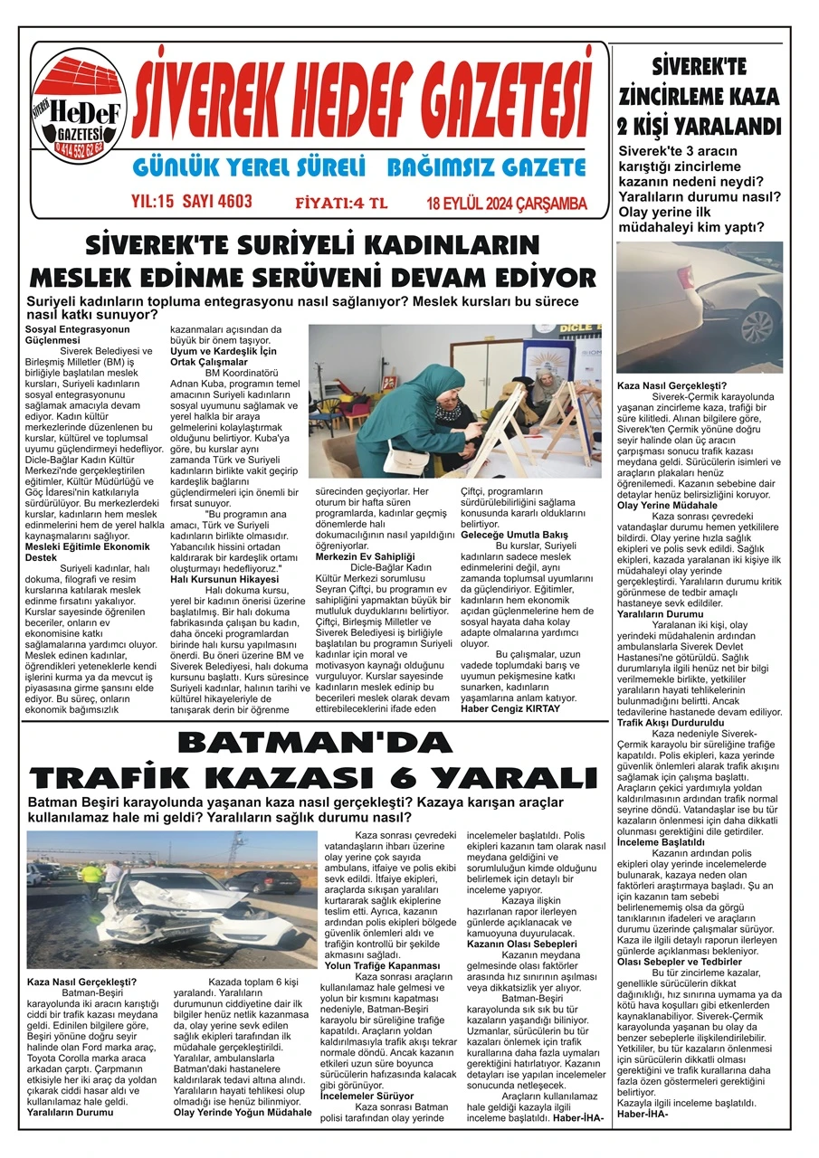 18.09.2024 Tarihli Gazetemiz