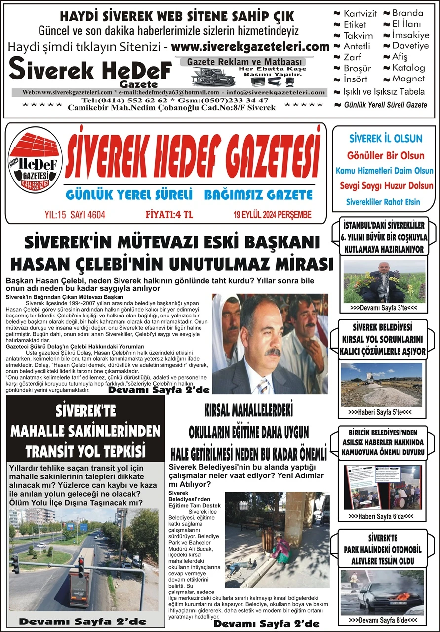 19.09.2024 Tarihli Gazetemiz