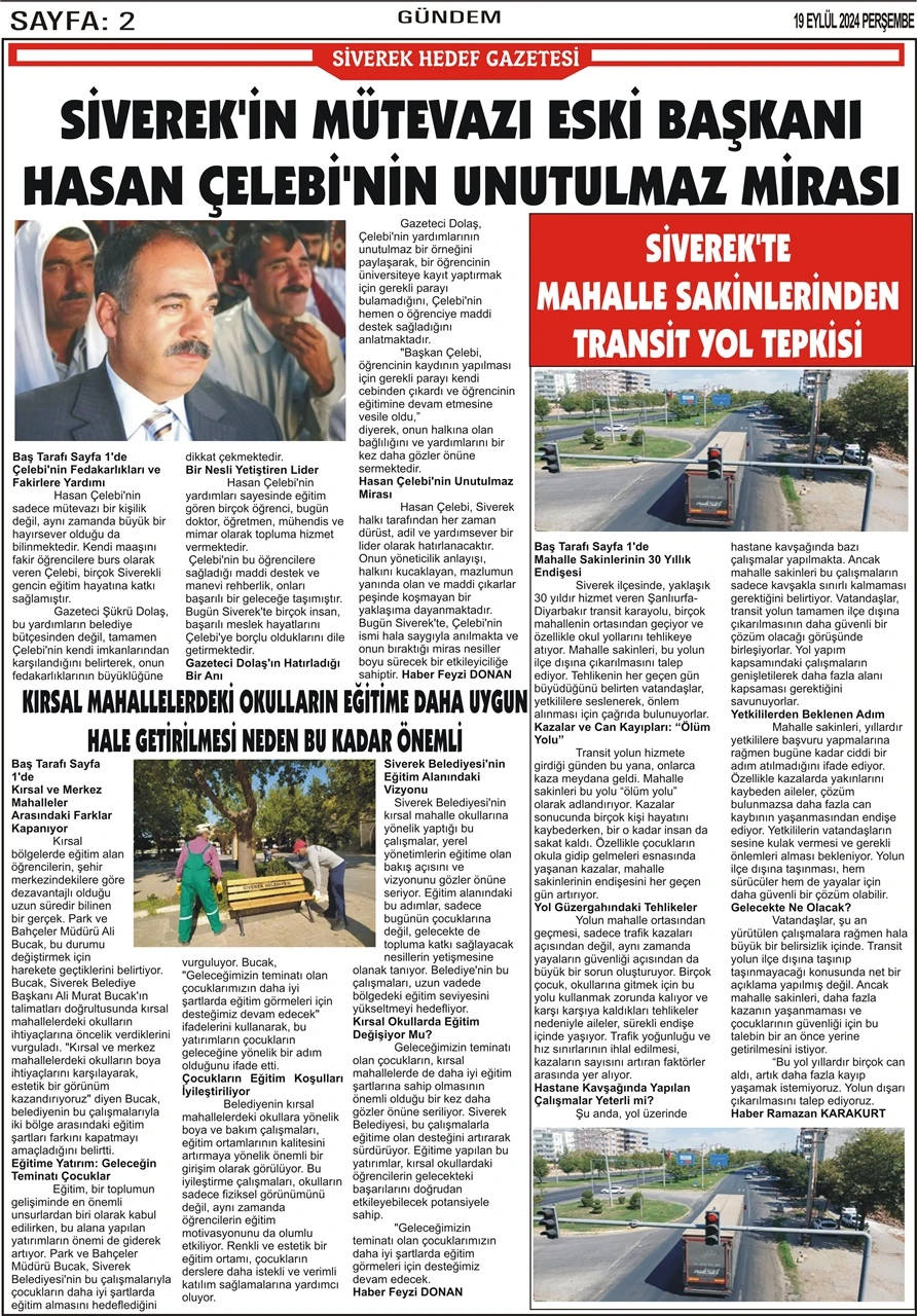 19.09.2024 Tarihli Gazetemiz