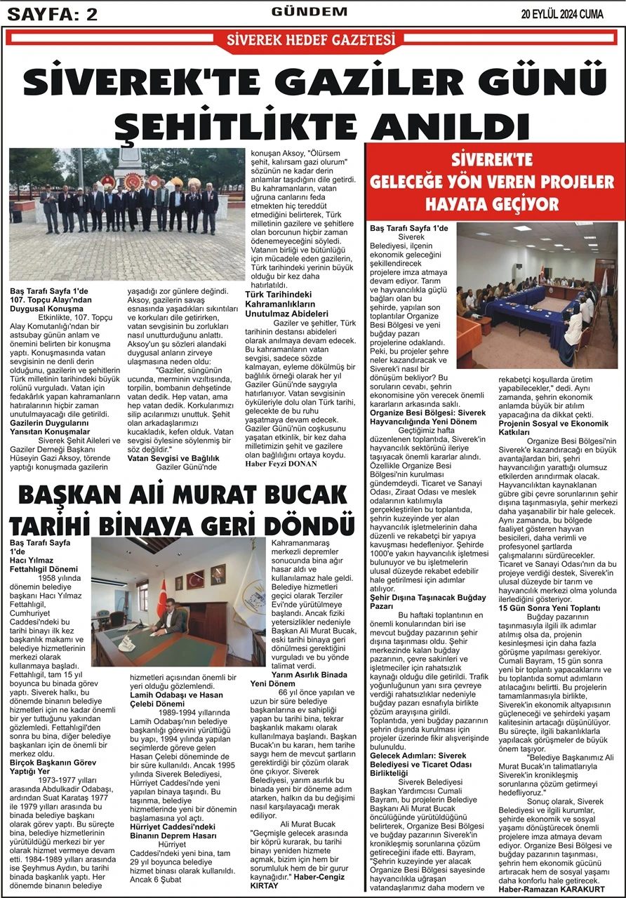 20.09.2024 Tarihli Gazetemiz 