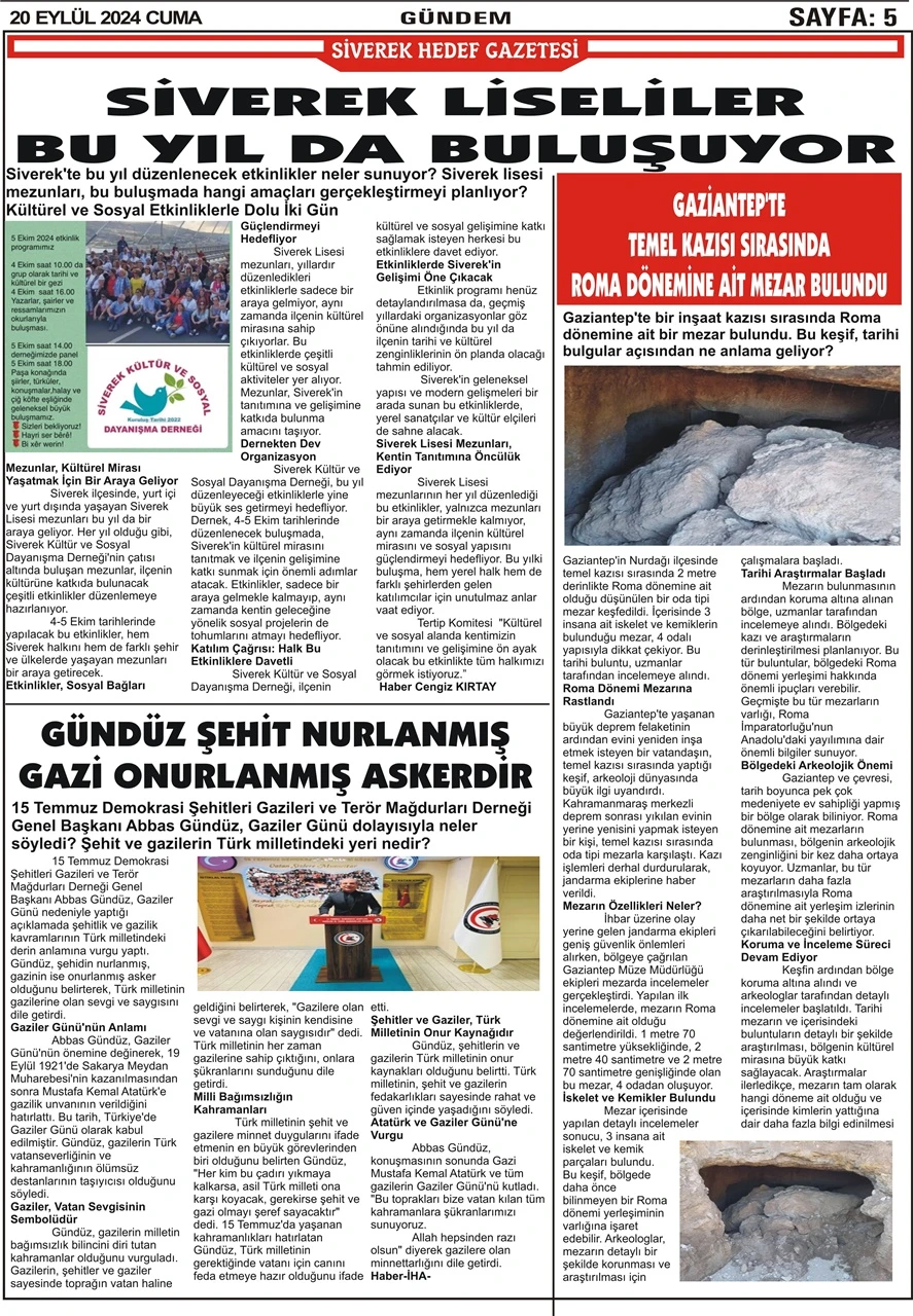 20.09.2024 Tarihli Gazetemiz 