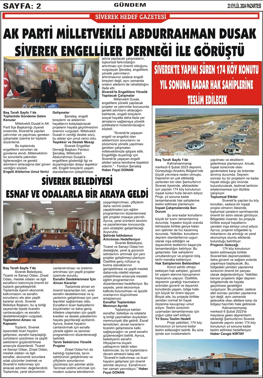 23.09.2024  Tarihli Gazetemiz 