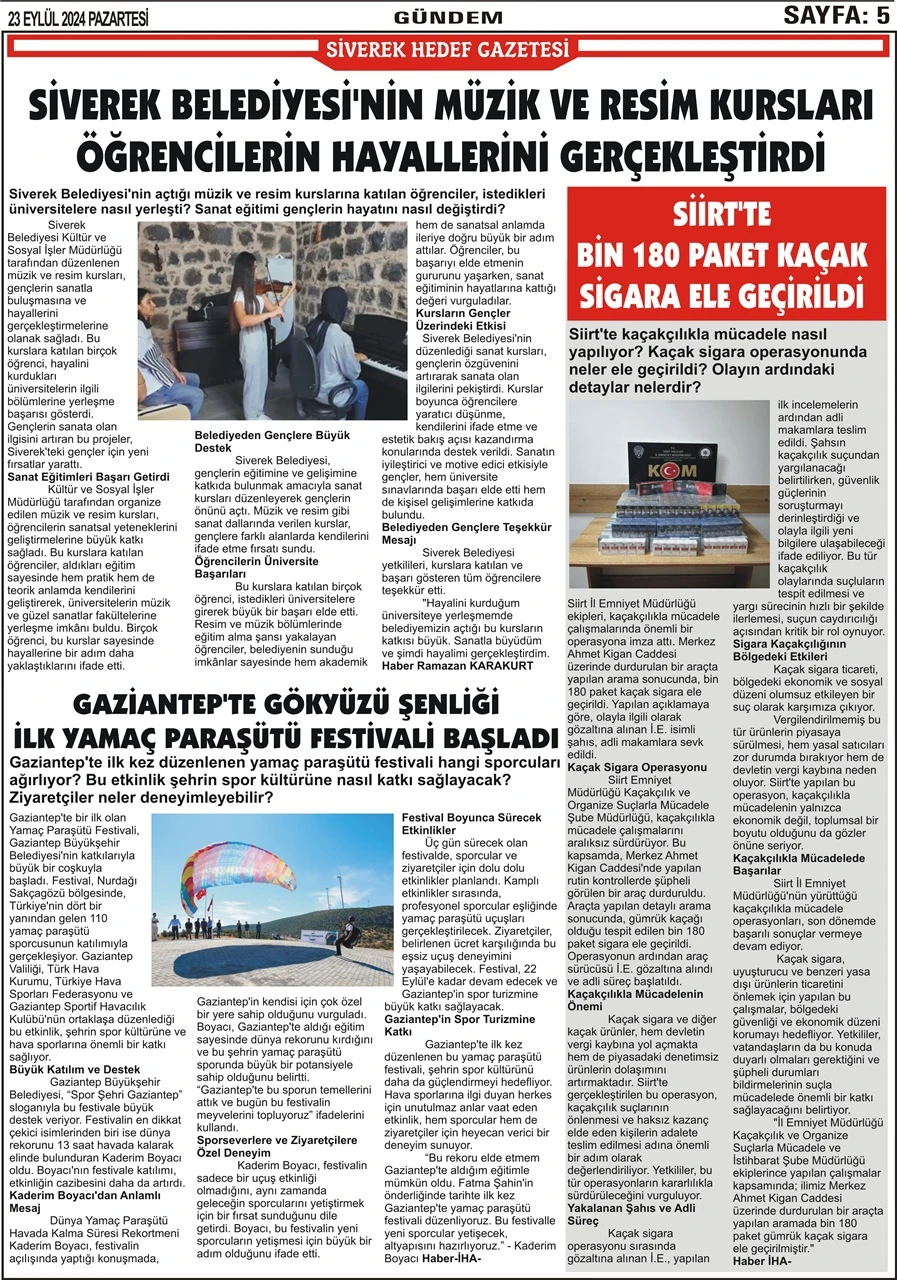 23.09.2024  Tarihli Gazetemiz 