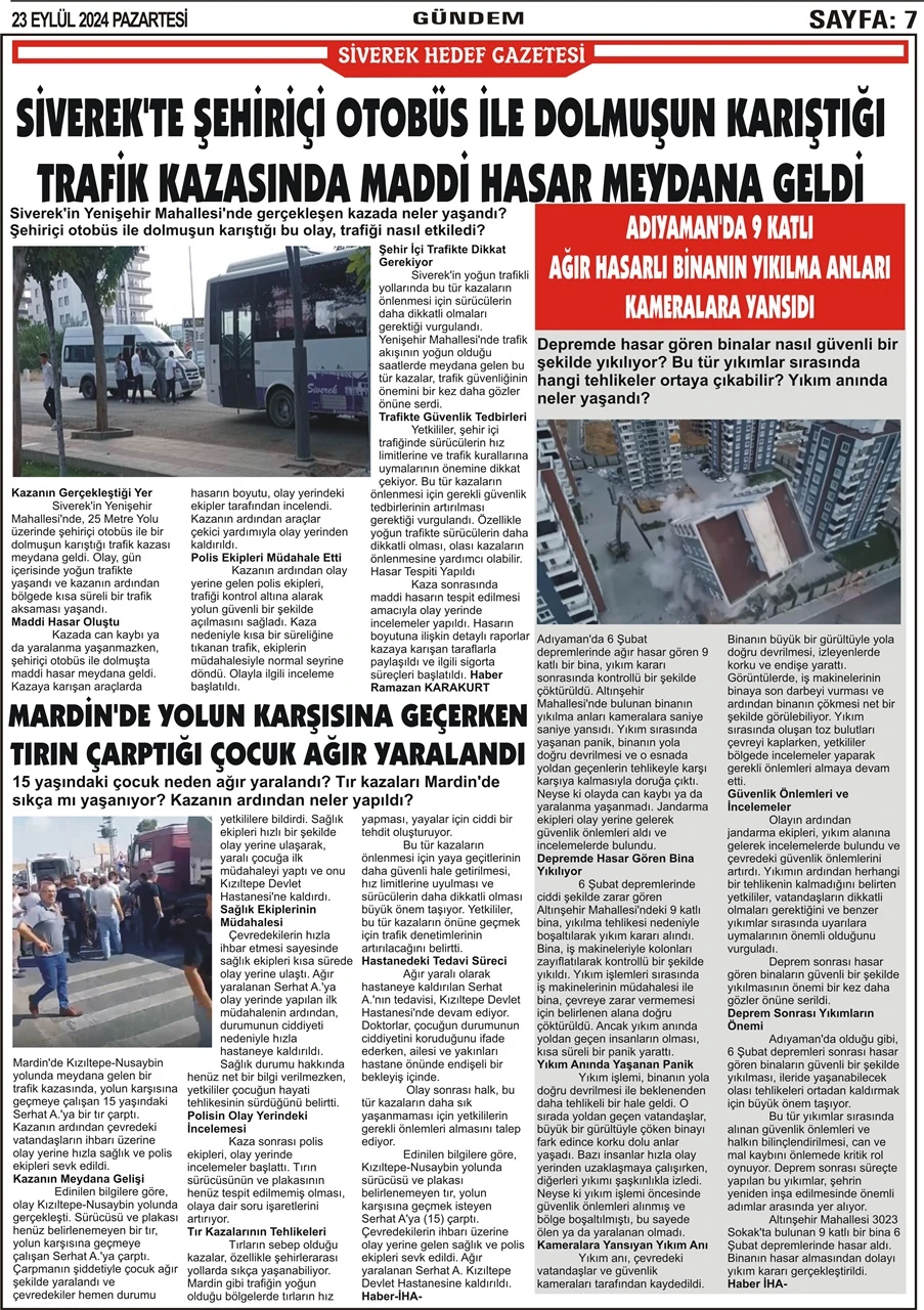 23.09.2024  Tarihli Gazetemiz 