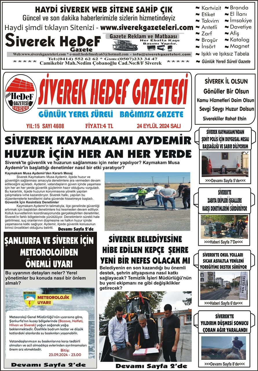 24.09.2024 Tarihli Gazetemiz