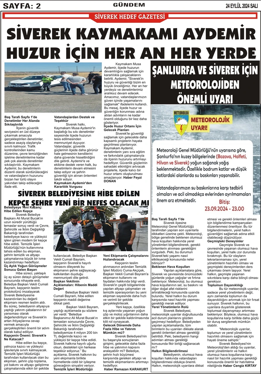 24.09.2024 Tarihli Gazetemiz