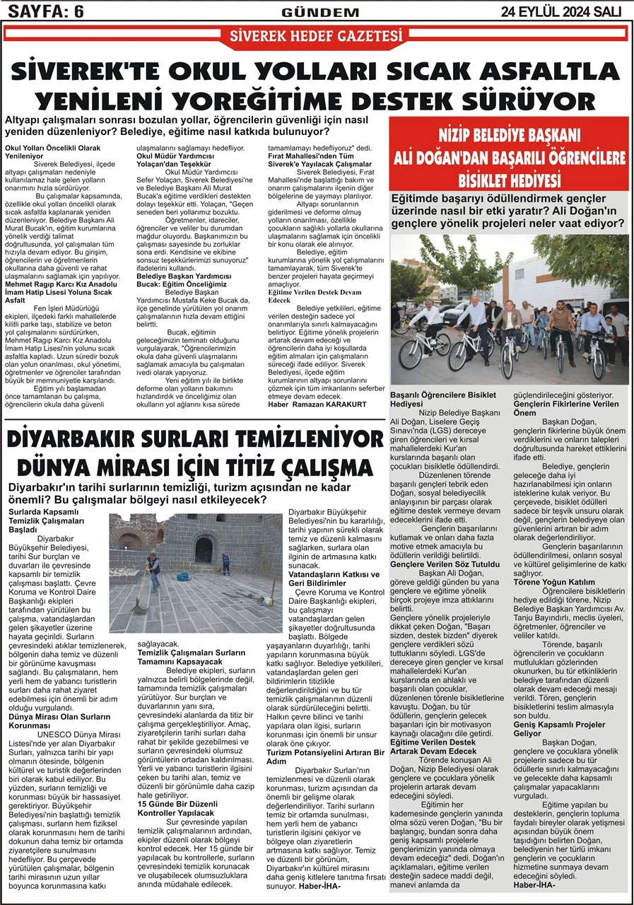 24.09.2024 Tarihli Gazetemiz