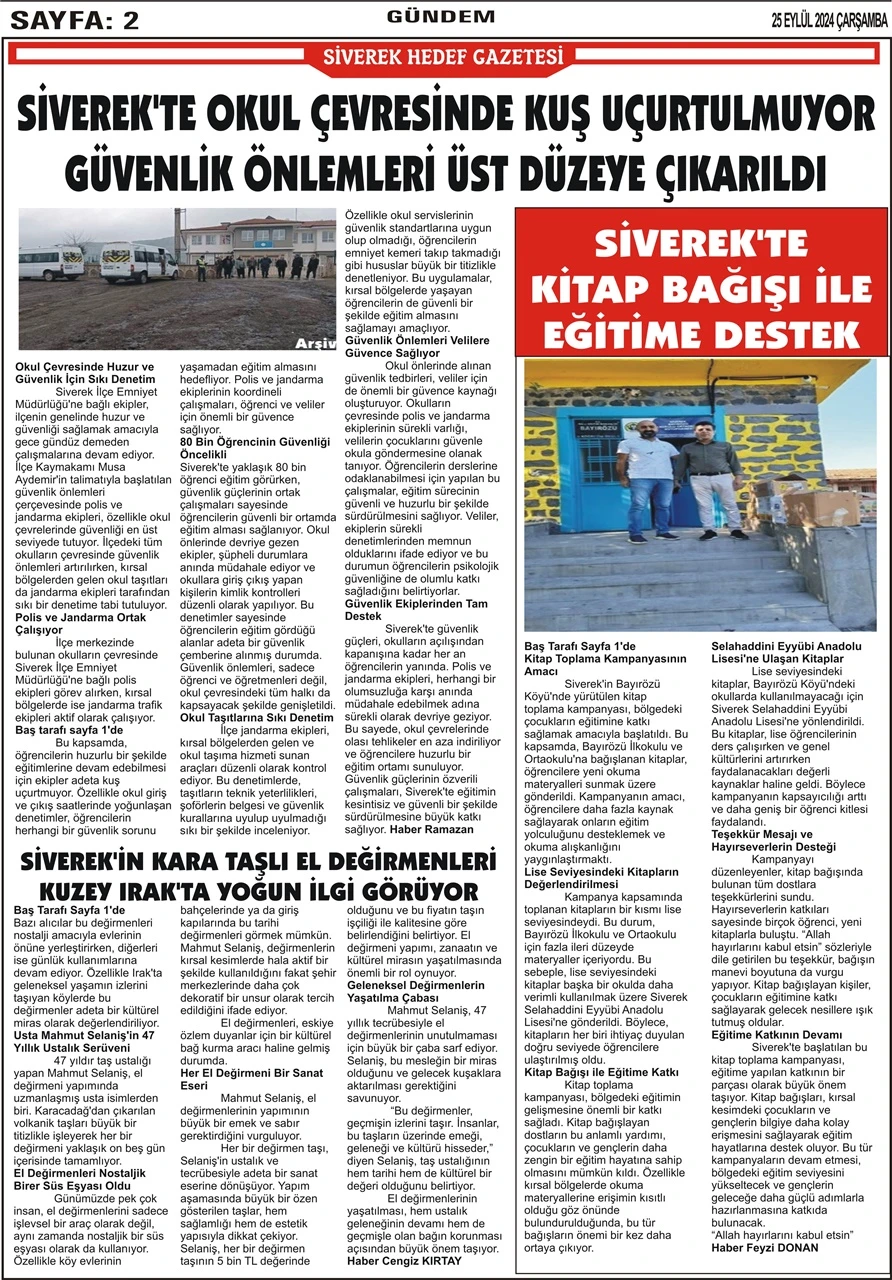 25.09.2024 Tarihli Gazetemiz