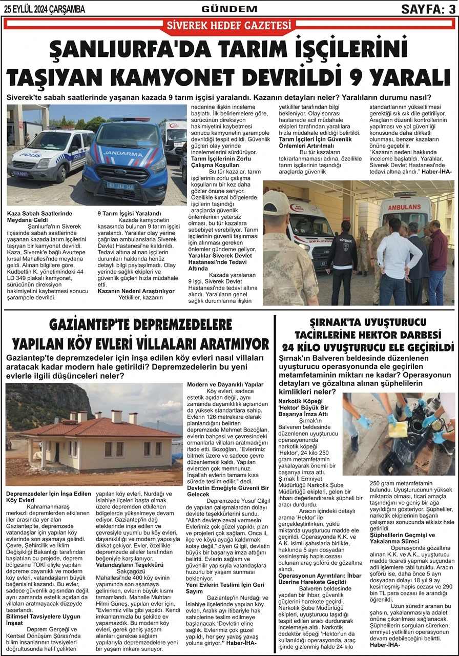 25.09.2024 Tarihli Gazetemiz