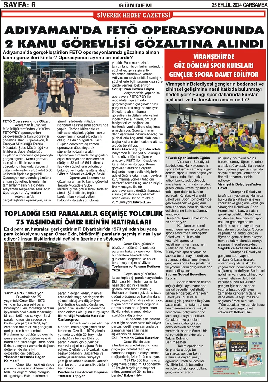 25.09.2024 Tarihli Gazetemiz